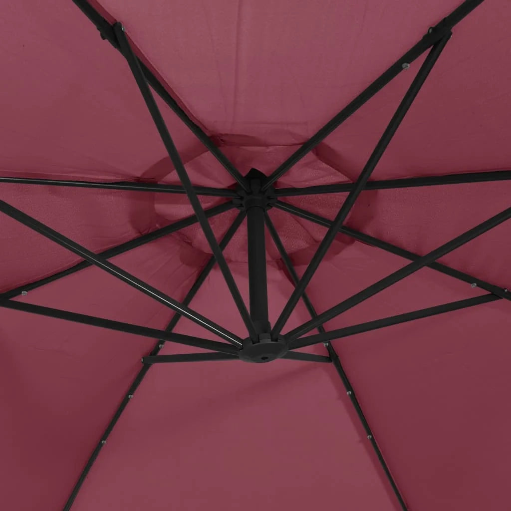 Ombrellone LED decentrato e palo in acciaio diametro 3 m rosso bordeaux 02_0008579
