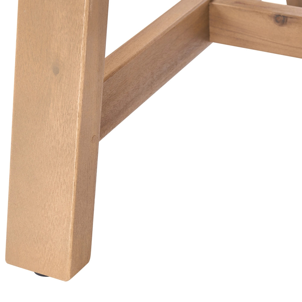 Tavolino da giardino in legno di acacia chiaro 128 x 69 cm, per esterni, design rustico, per terrazza o balcone