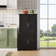 Armadio da Cucina con Luce LED, 4 Ante, Ripiani Regolabili ¨C Xylo ¨C Nero, 120x60x40 cm