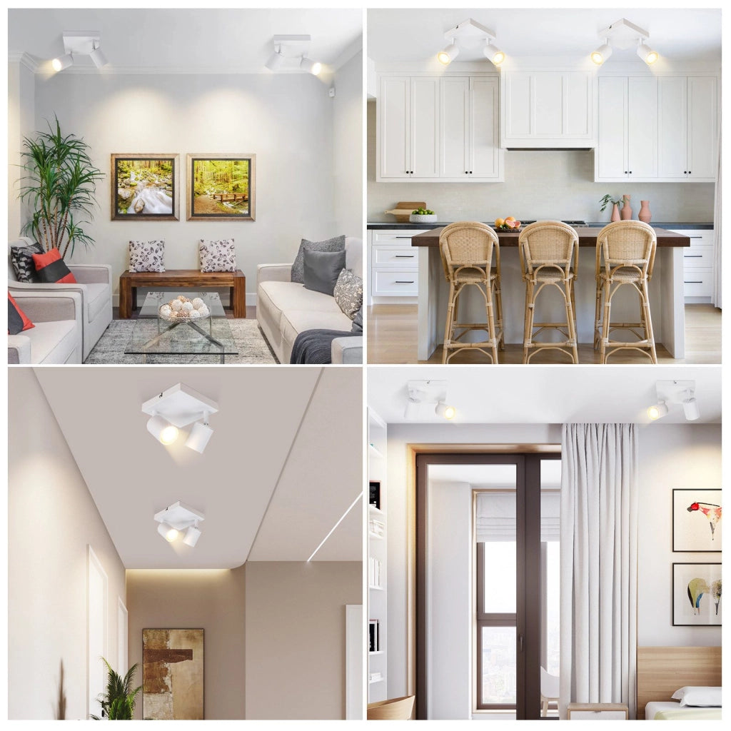 ZMH Faretto da soffitto 2 fiamme GU10 lampada da soffitto moderna parete orientabile 330° soggiorno