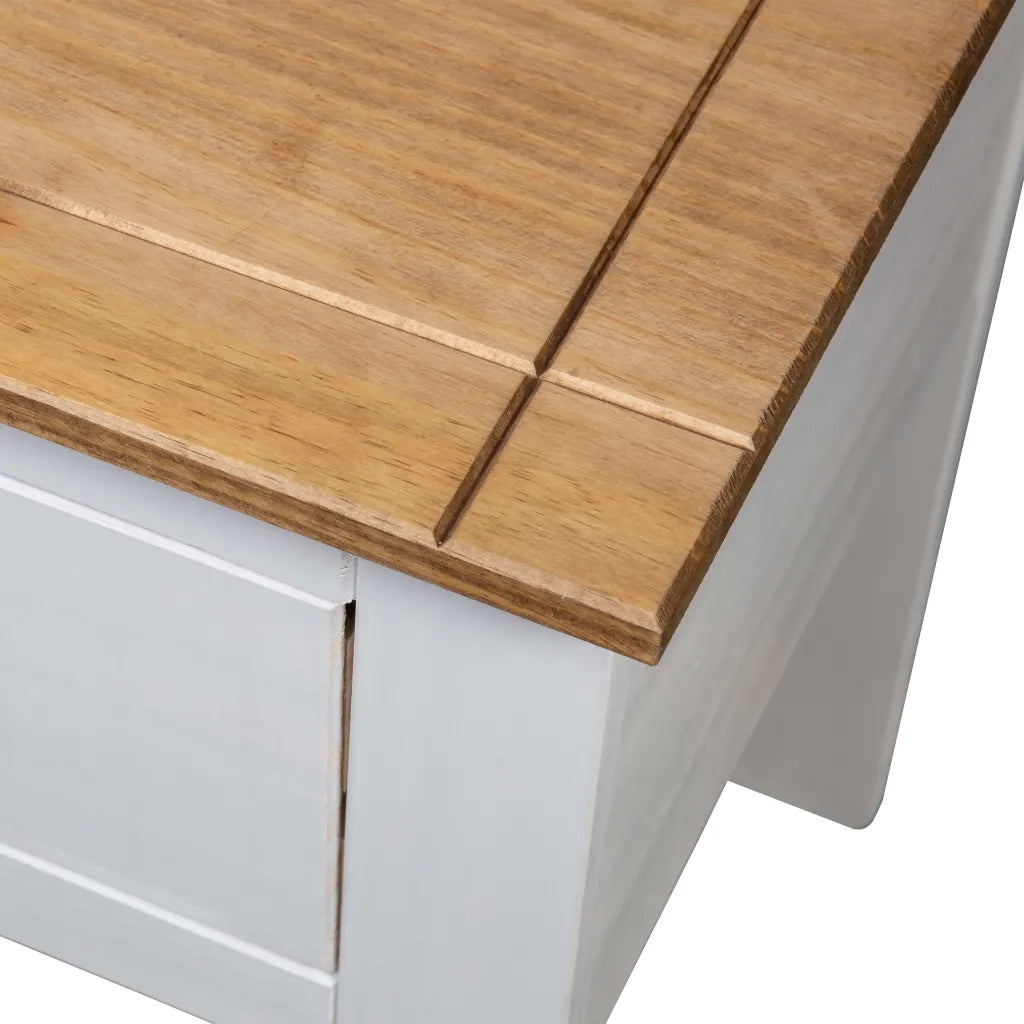 Comodino Bianco 46x40x57 cm in Legno di Pino Panama Range cod mxl 49315