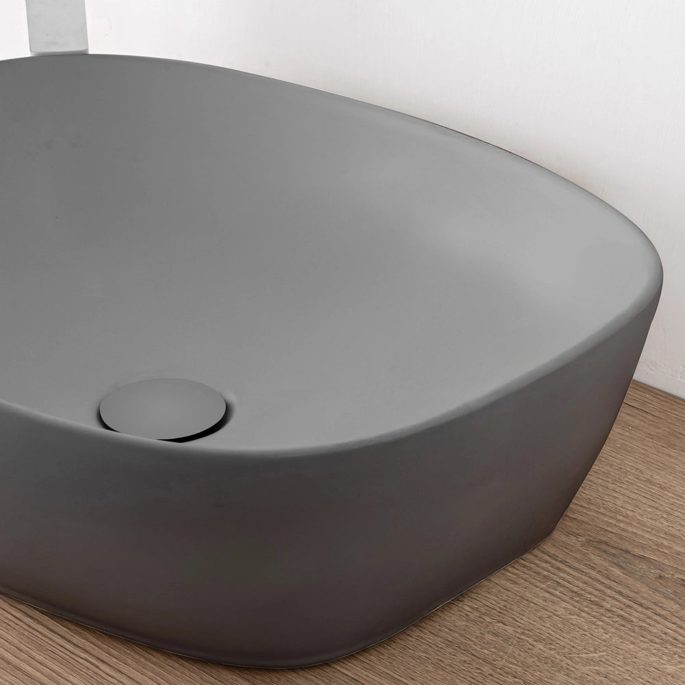 Lavandino da appoggio ovale 50x38 cm grigio scuro opaco Tokyo