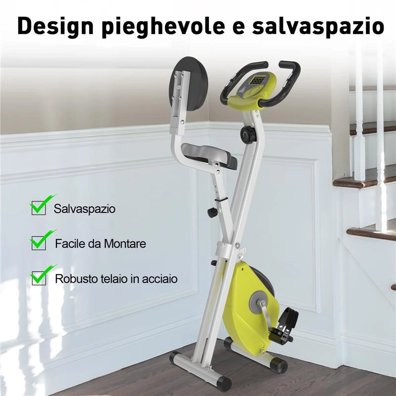 CYCLETTE MAGNETICA PIEGHEVOLE CON ALTEZZA E INTENSITÀ REGOLABILE GIALLA