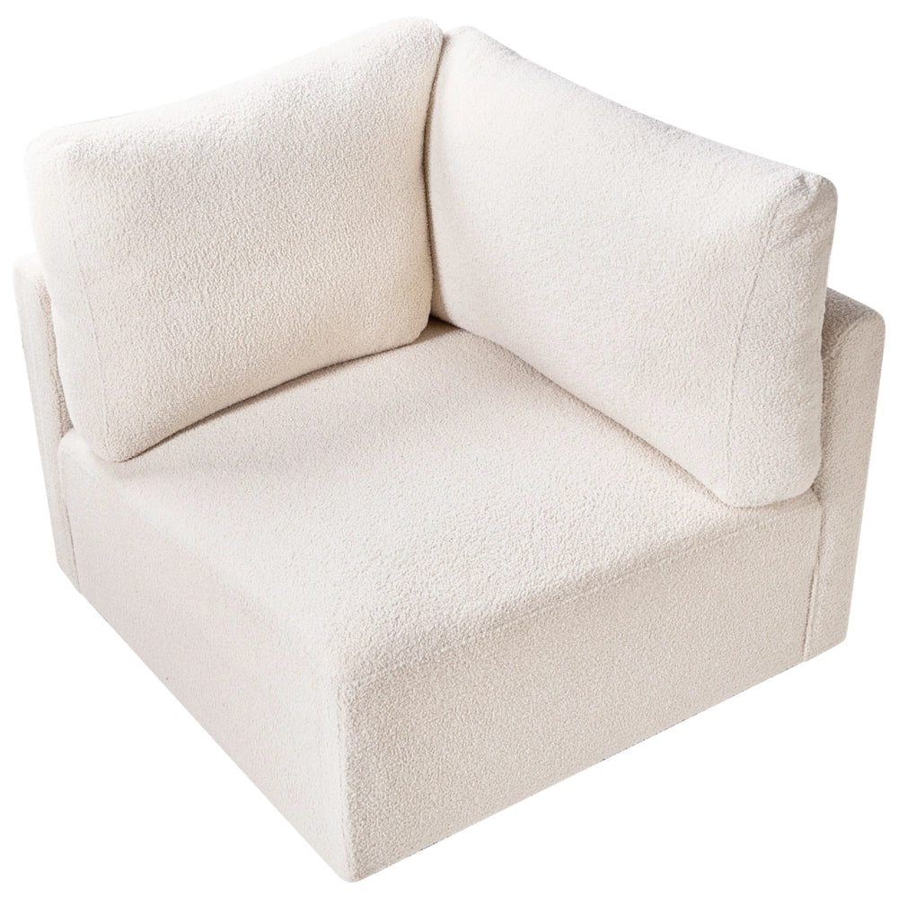 Modulo angolare sinistro Rivestimento bouclé bianco sporco Divano a 1 posto Sezione Soggiorno in stile moderno