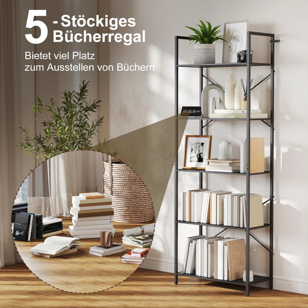 Libreria Industriale con 5 Ripiani ¨C zephmum ¨C Nero 60x30x170.5 cm