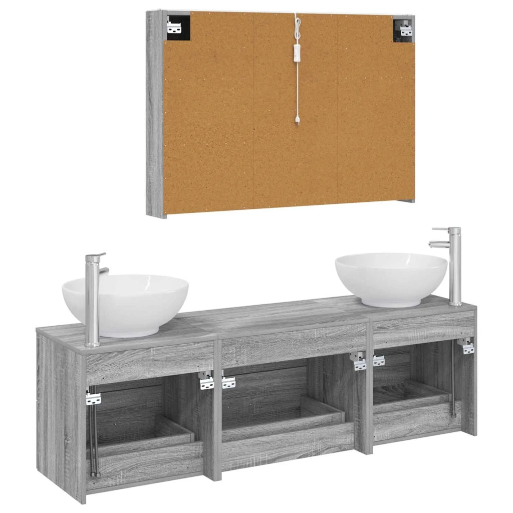 Set di mobili per il bagno 4 pcs Sonoma grigio 3406948