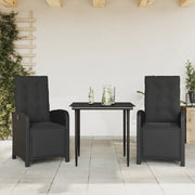 Set da BistrÃ² 3 pz con Cuscini Nero in Polyrattan