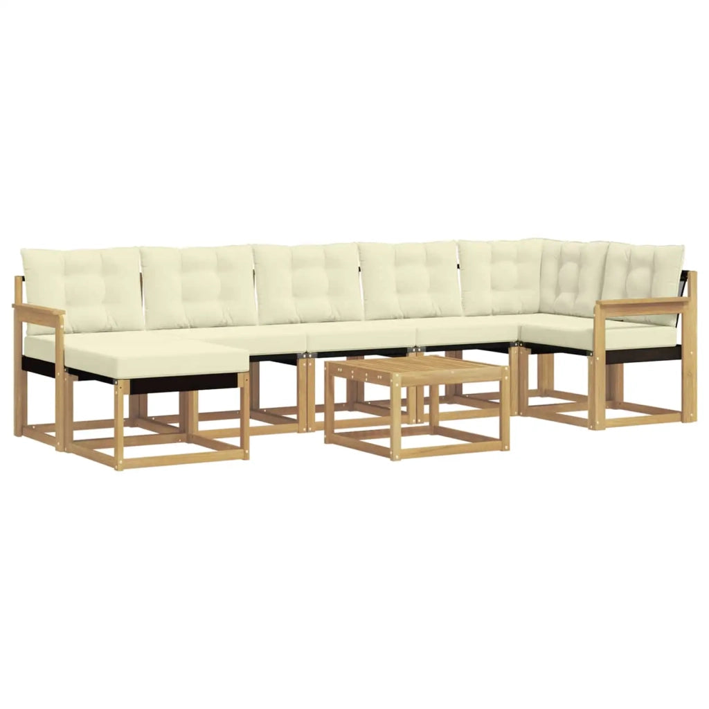 Set di divani da esterno con cuscino 8 pcs Bianco e Crema 3389708