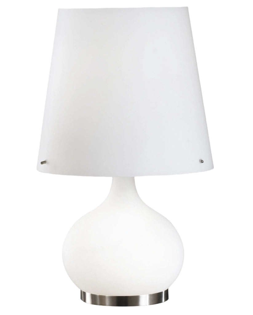 Lampada da Tavolo Ade Design in Metallo e Vetro Soffiato, Doppia Accensione, Attacco E14 40W e E27 100W, Bianco, Codice Prodotto: 2533-35-102