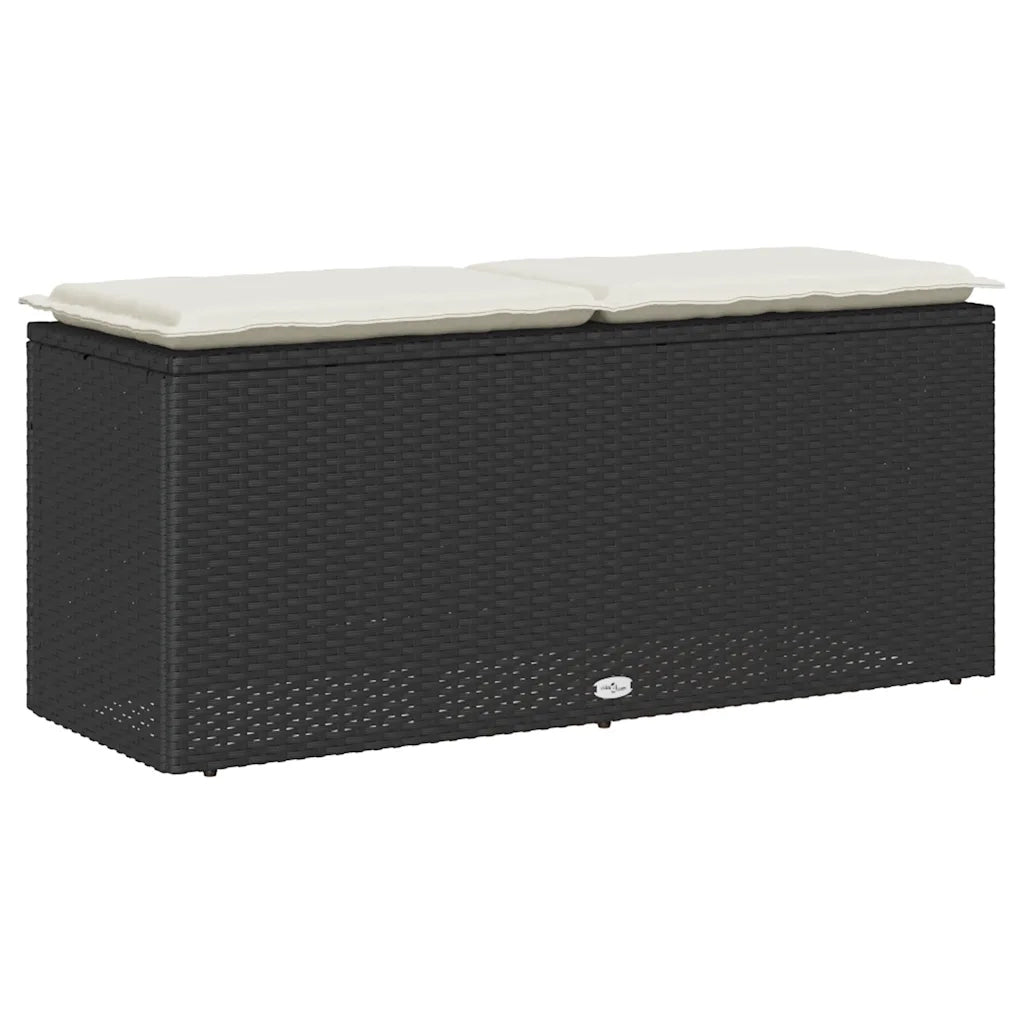 Panca da Giardino con Cuscino Nera 110x40x44 cm in Polyrattan