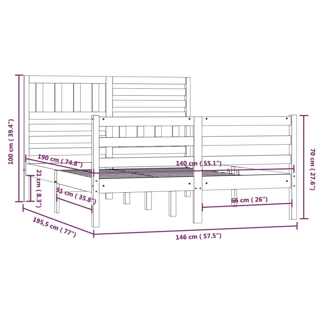 Giroletto-Struttura Letto in Legno Massello 140x190 cm 140596
