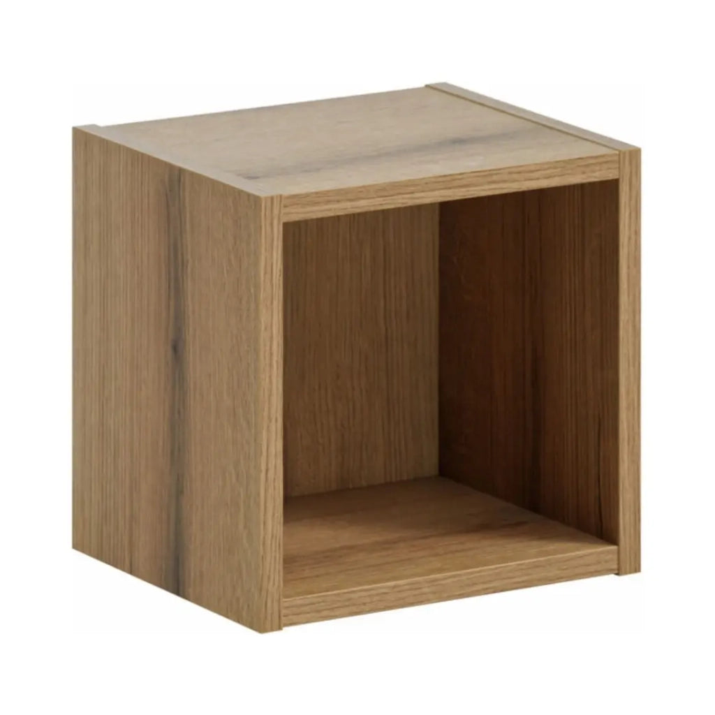 Set VANO cashmere e quercia 110cm: mobile sotto lavabo con armadietti + lavabo da appoggio scanalato bianco + colonna