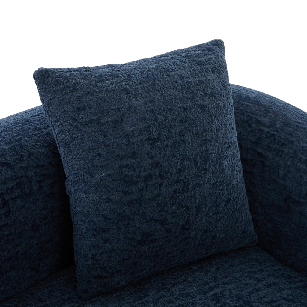 Divano letto a due posti convertibile con due cuscini in ciniglia blu navy compatto moderno per soggiorno e camera ospiti