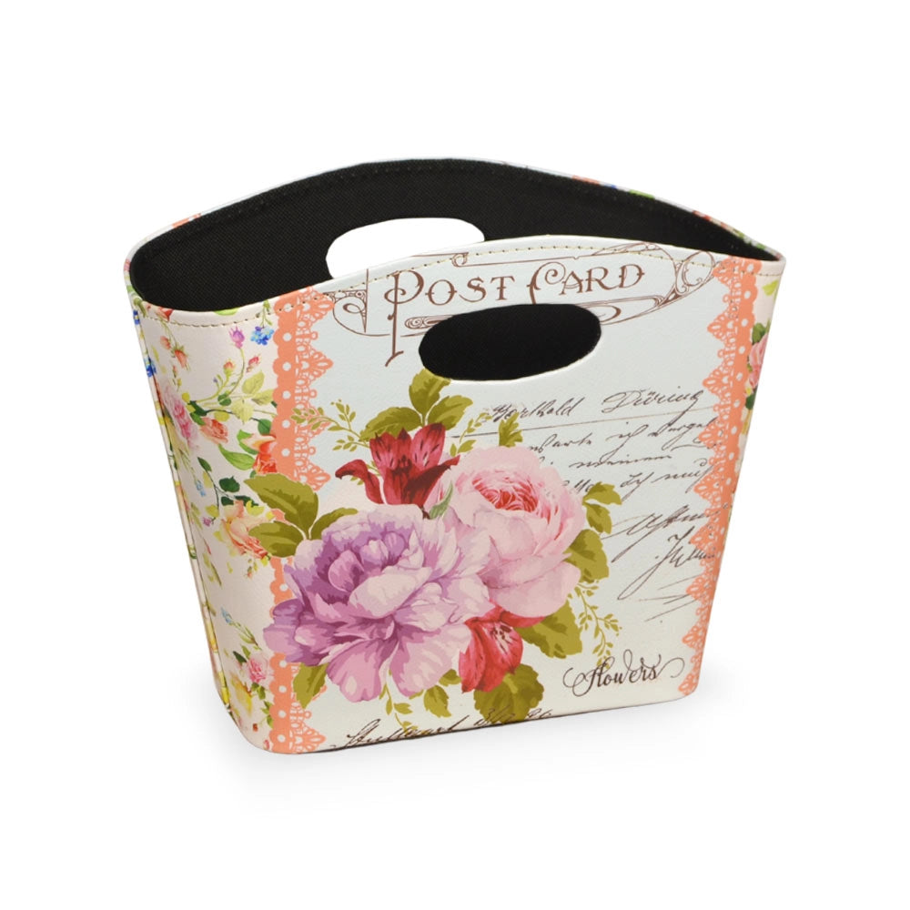 Borsetta Contenitore Flowers con manici fantasia floreale cm 28,5 x 11 x h 23,5