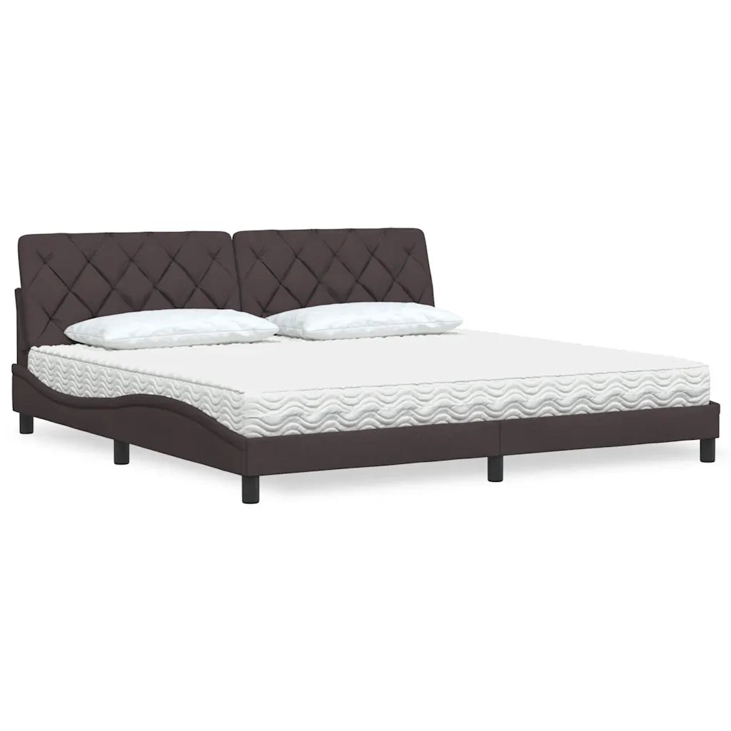 Letto con Materasso Marrone Scuro 200x200 cm in Tessuto