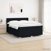 Letto con Box Spring, Materasso e LED Nero 140 x 200 cm Tessuto 3451968