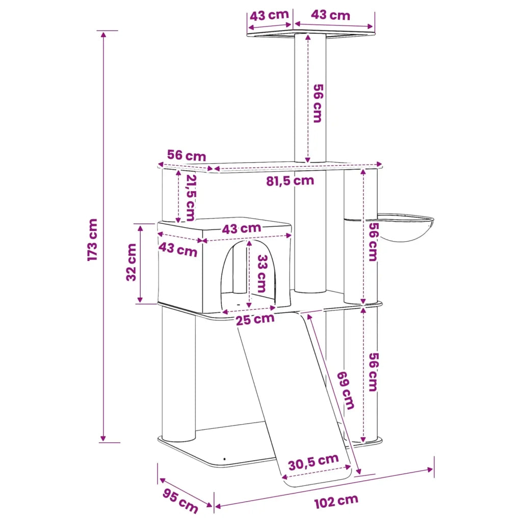Albero per gatti con pali per graffiare in sisal Grigio Scuro 42033047