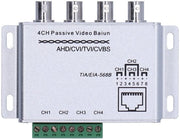 Ricevitore video 4 canali HD - Balun passivo - Videovigilanza - Videoconferenze - Trasmissione cavo coaxiale - Lunghezza massima 450 metri - Balun video