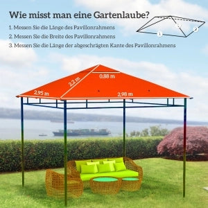 COPERTURA DI RICAMBIO PER GAZEBO 298x295 cm Arancione in Poliestere