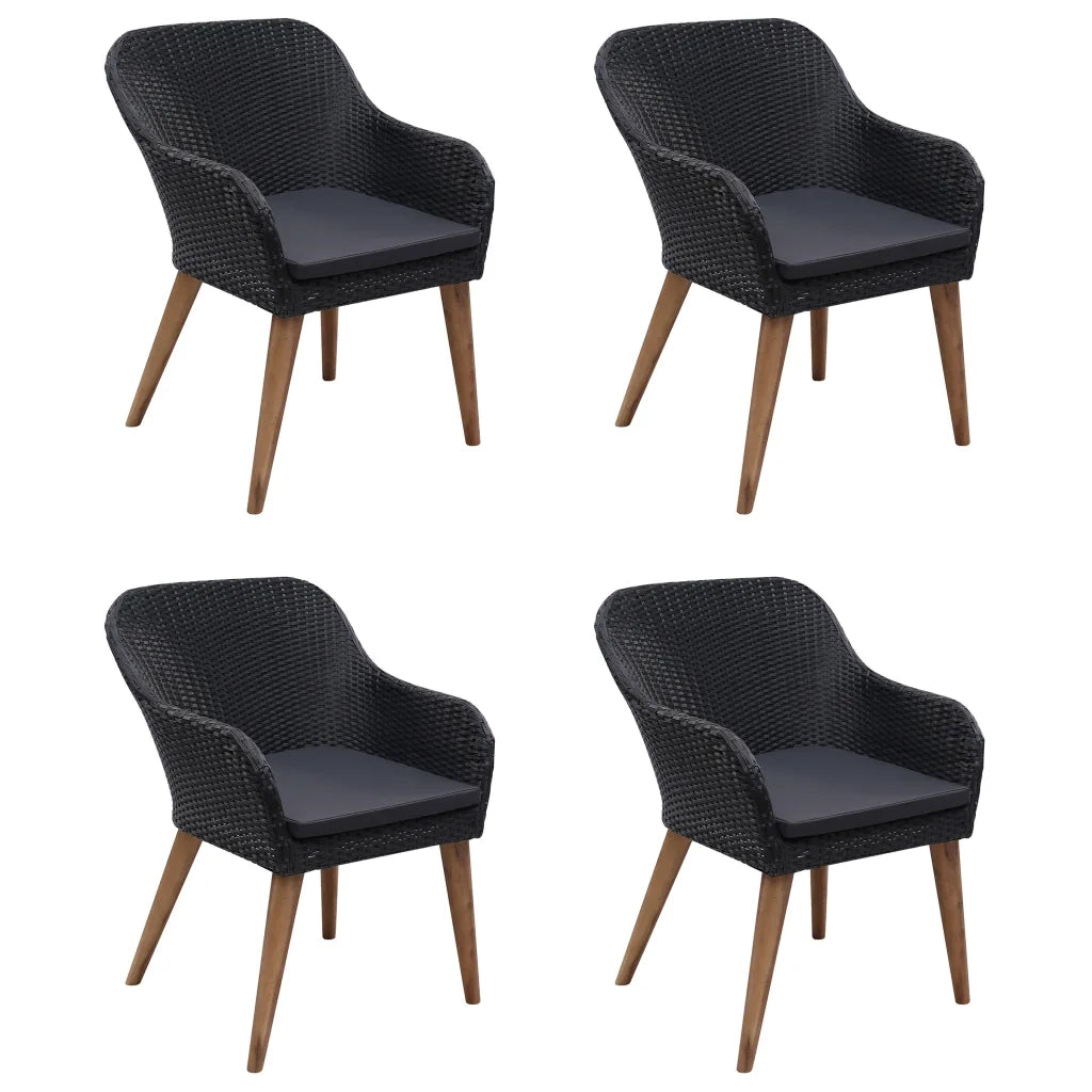 Set Mobili da Pranzo per Giardino 5 pz Nero cod mxl 49236