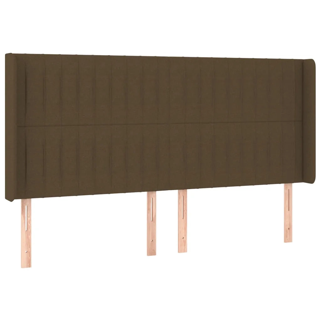 Testiera a LED Marrone Scuro 183x16x118/128 cm in Tessuto
