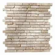 Mosaico in Travertino Bianco Avorio Invecchiato - Antico Stripes(spessore 0,8 mm)