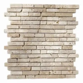 Mosaico in Travertino Bianco Avorio Invecchiato - Antico Stripes(spessore 0,8 mm)
