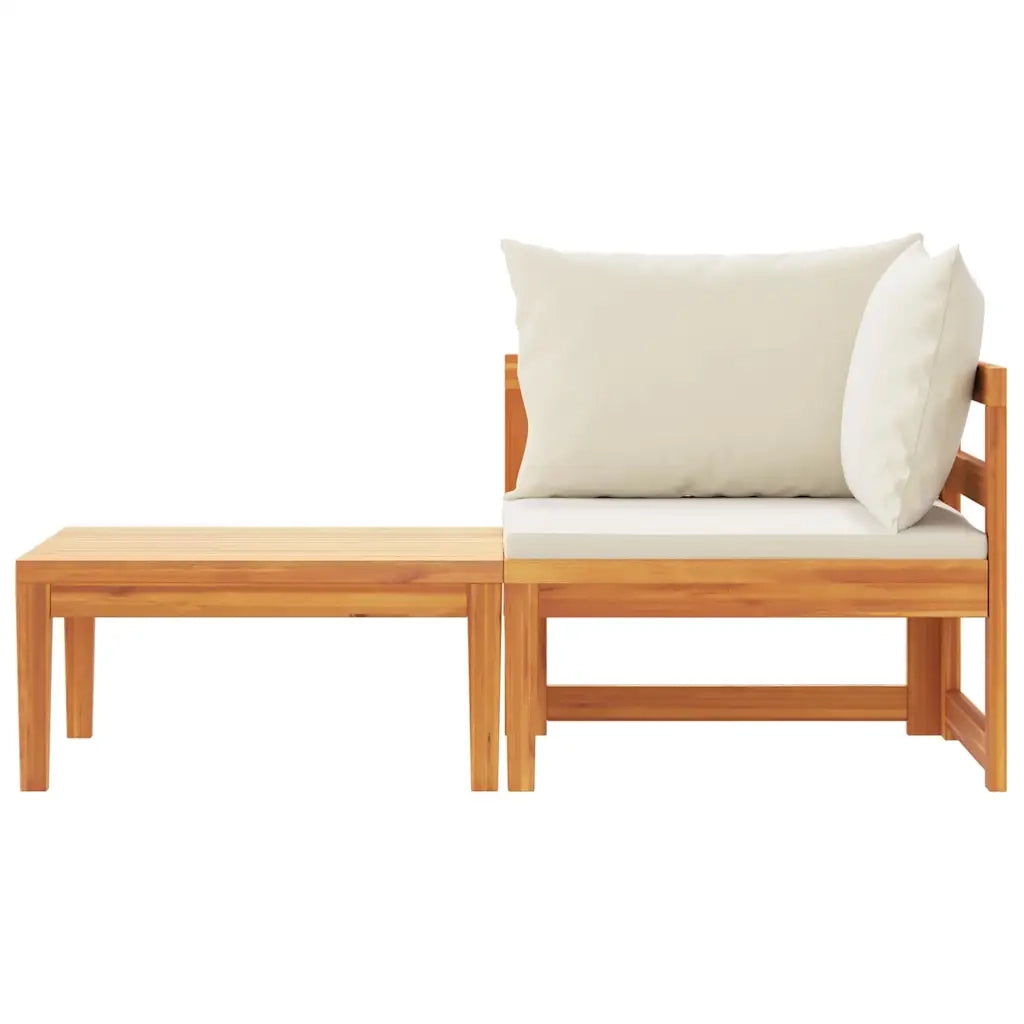 Salotto da Giardino-Set Divani Giardino 2 pz Cuscini Bianco Crema in Legno d'Acacia 713799
