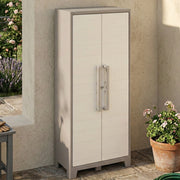 Armadio da esterno Grimsby, Mobile outdoor, Mobiletto giardino multiuso, Contenitore per balcone o garage, Made in Italy, 80x44 h182 cm, Sabbia