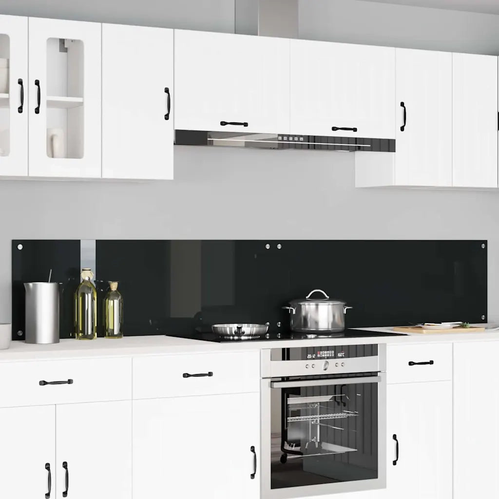 Rivestimento da Cucina 2 pcs Nero 120 x 40 cm vetro temperato 3415497