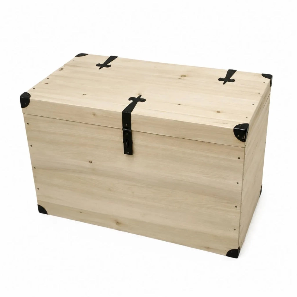 Cassapanca baule in legno grezza l.80 p.45 h.50 (543) - Mobili 2G