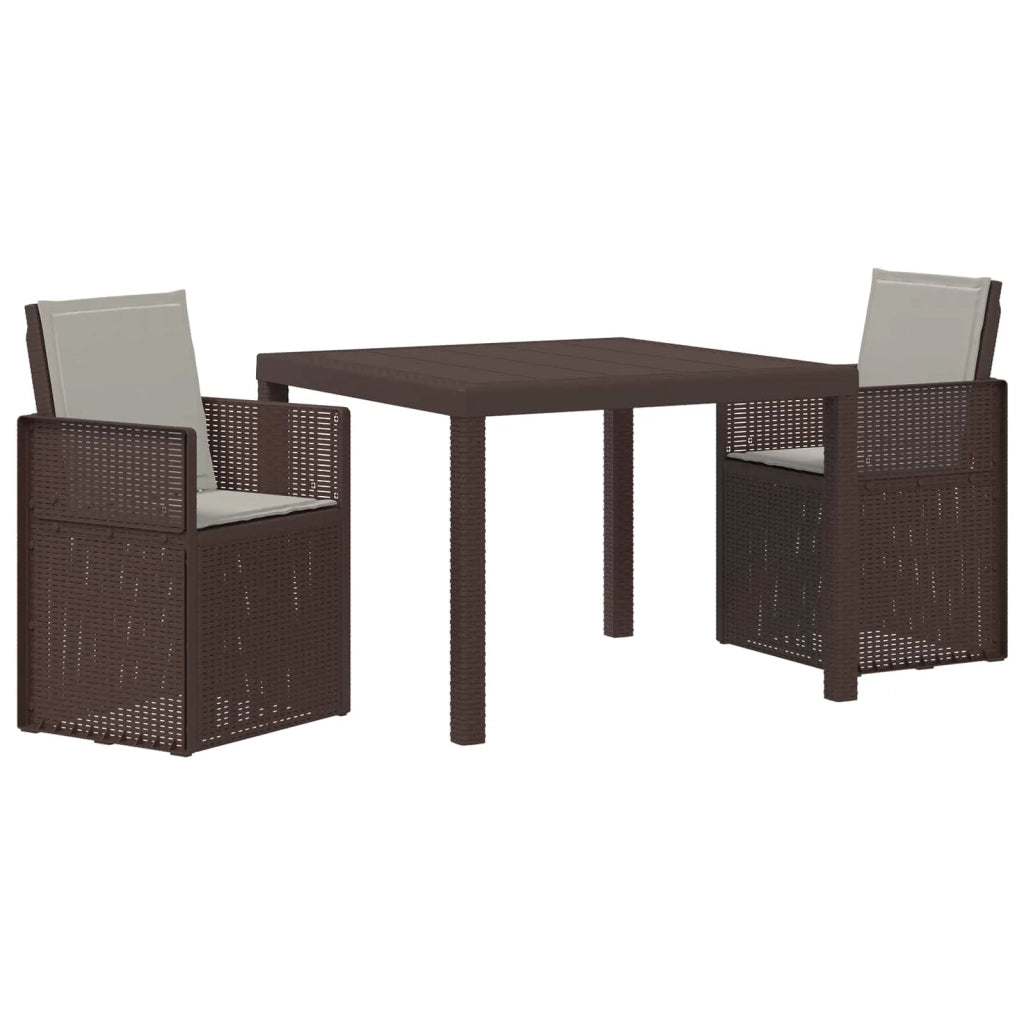 Set da Pranzo per Giardino 3 pcs Marrone e Grigio Chiaro PP