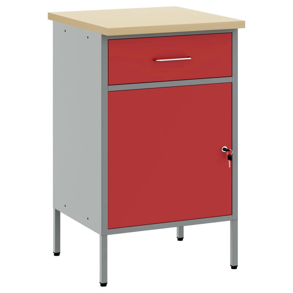Banco da lavoro con cassetto Rosso e Grigio 50 x 55 x 85 cm CFW8780177