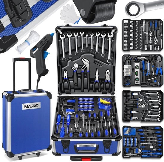 Cassetta di attrezzi professionale con 969 componenti - Carrello di attrezzi in Blu