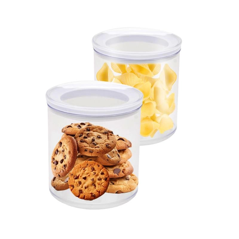 MA MAISON SET 2 CONTENITORI CLEAR AND FRESH TONDI TRASPARENTI CON COPERCHIO BIANCO 660 ML CIASCUNO