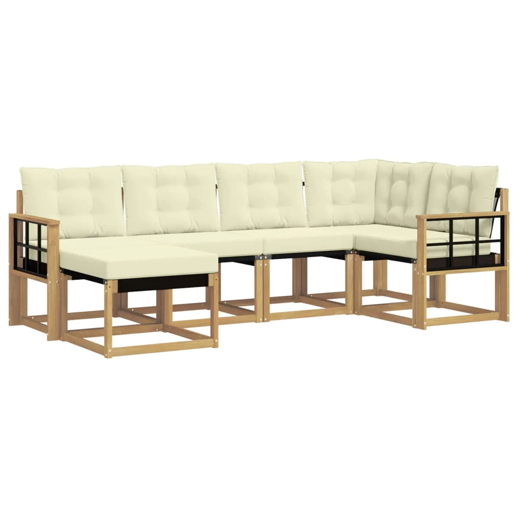 Set di divani da esterno con cuscino 6 pcs Bianco e Crema