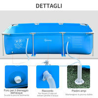 Piscina Fuori Terra Autoportante 291x190x75 cm con Filtro e Valvola Blu