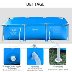 Piscina Fuori Terra Autoportante 291x190x75 cm con Filtro e Valvola Blu