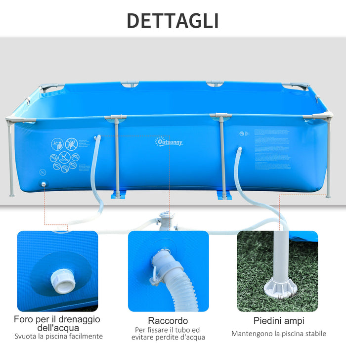 Piscina Fuori Terra Autoportante 291x190x75 cm con Filtro e Valvola Blu