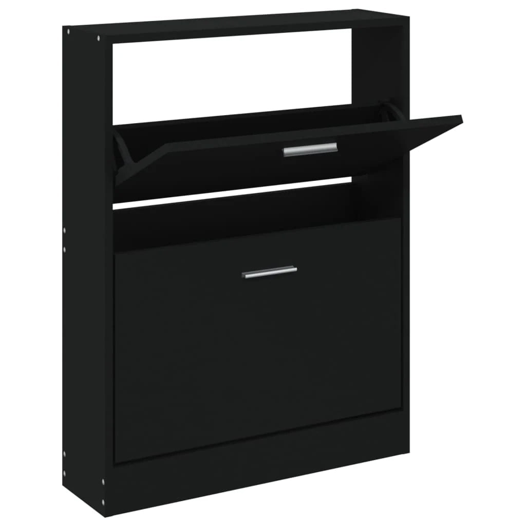 Scarpiera mobile contenitore per scarpe mobile per ingresso/corridoio/soggiorno 59 x 17 x 81 cm legno ingegnerizzato nero 02_0021985