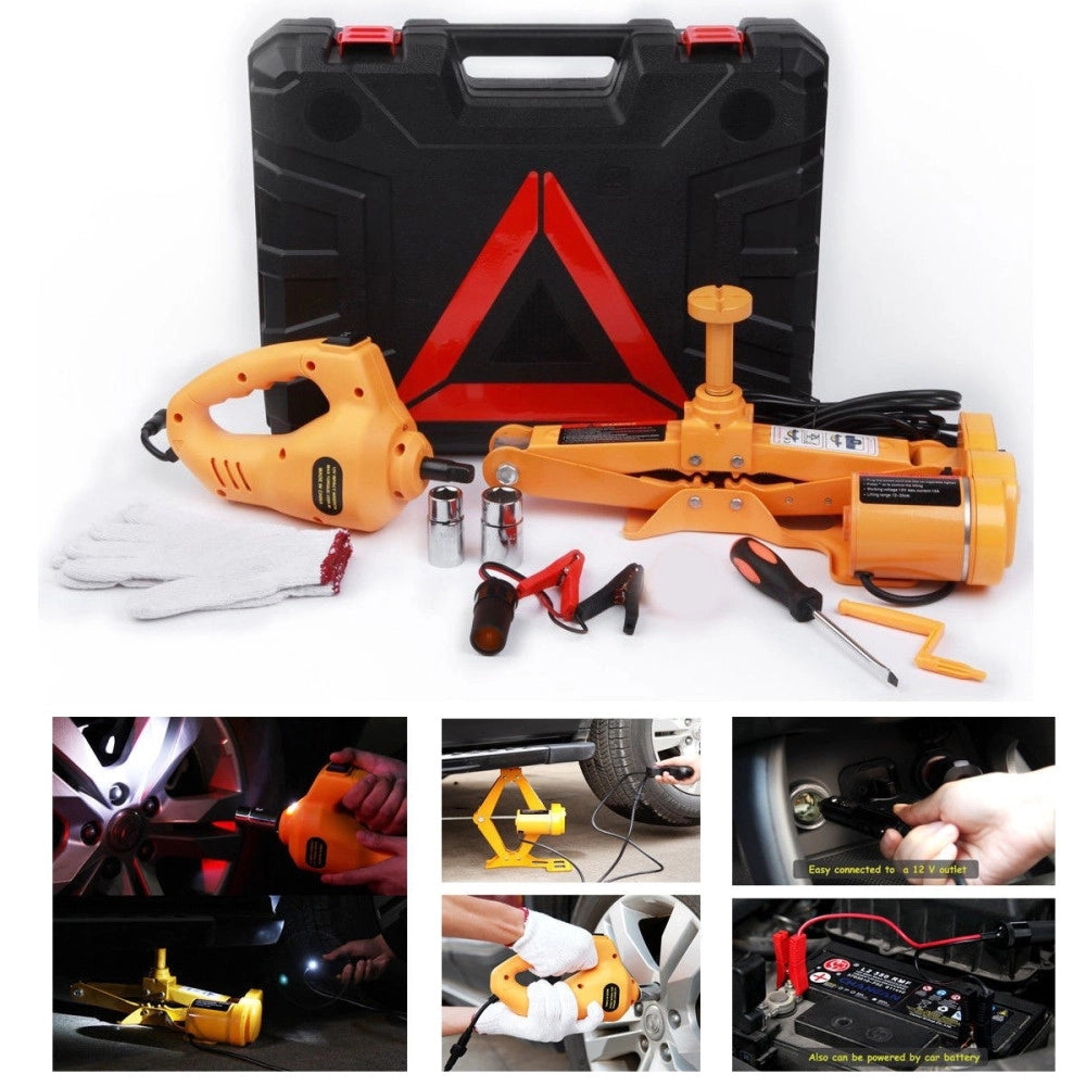 Trade Shop - Crick Elettrico Sollevatore Pantografo Auto 3 Ton 12v Avvitatore Impatto Bussole -