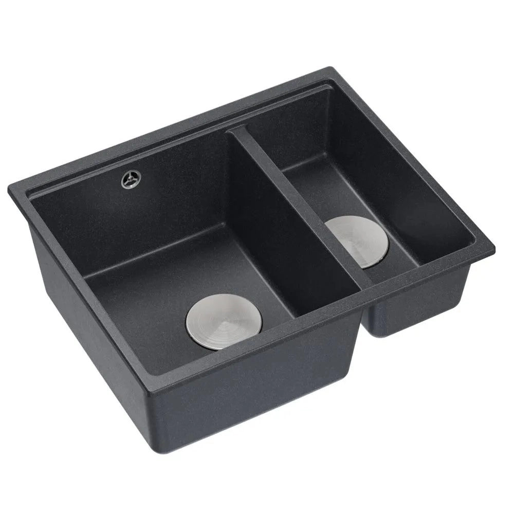 Lavello In Granito Logan 150 Black Metallic Tappo acciaio