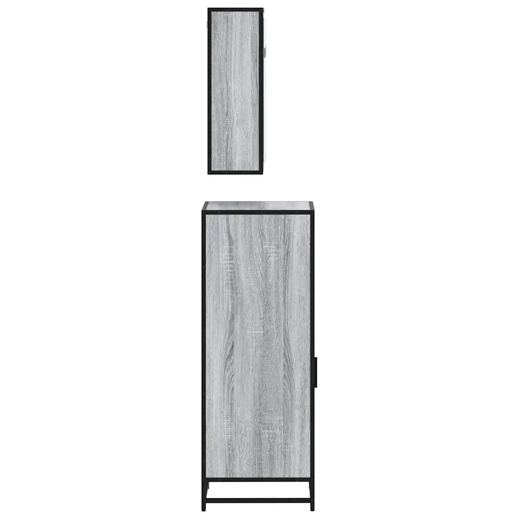 Set Mobili da Bagno 3 pz Grigio Sonoma in Legno Multistrato