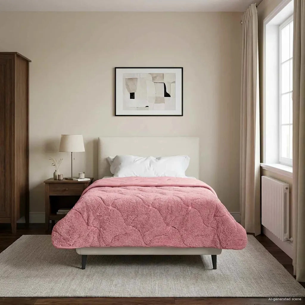 Duvet Estivo Rosa 155 x 220 cm Microfibra e Fleece Teddy 42026200