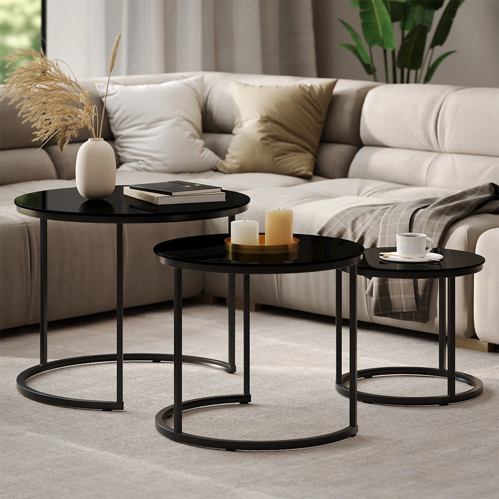 Vicco Tavolino da divano Vetro 55 x 55 cm 3 parti