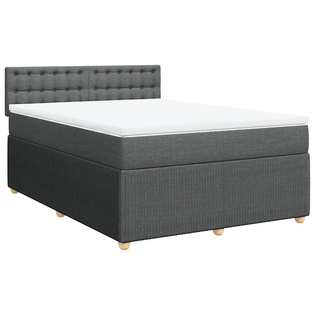 Giroletto a Molle con Materasso Grigio Scuro 140x190 cm Tessuto