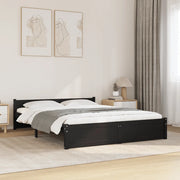 Giroletto Nero in Legno Massello 150x200 cm 5FT King Size cod mxl 59872