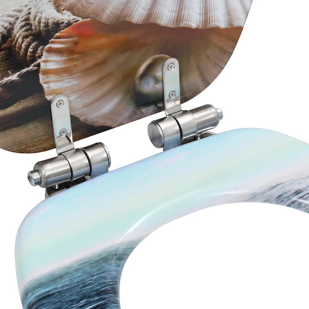 Copriwater 2 pz Chiusura Ammortizzata in MDF Design Conchiglie cod mxl 69198