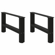 Gambe per Tavolino da Caff¨¨ Nere 2 pz | Piede del tavolo 60x(30-31) cm Acciaio
