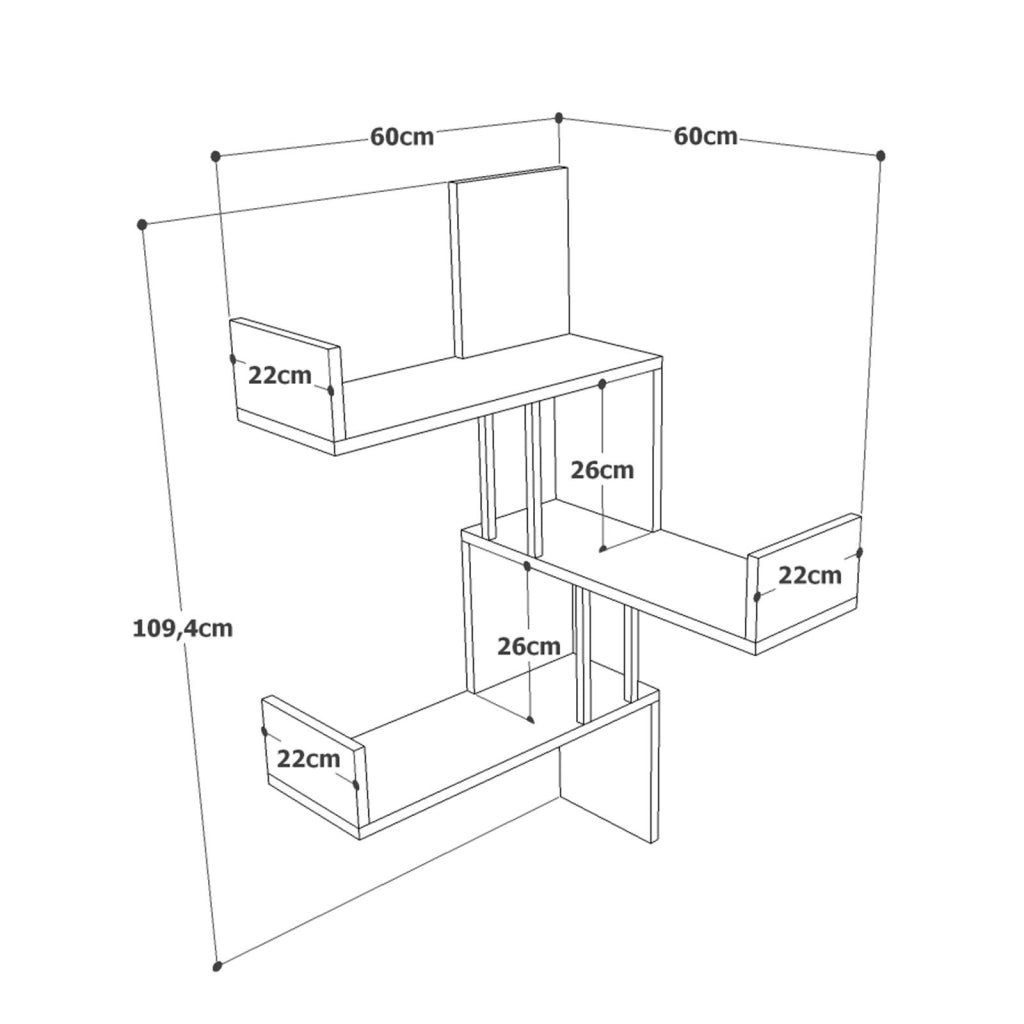 Mensola da parete in legno "VG17" - 60 x 60 x 109 cm - Pino Atlantico